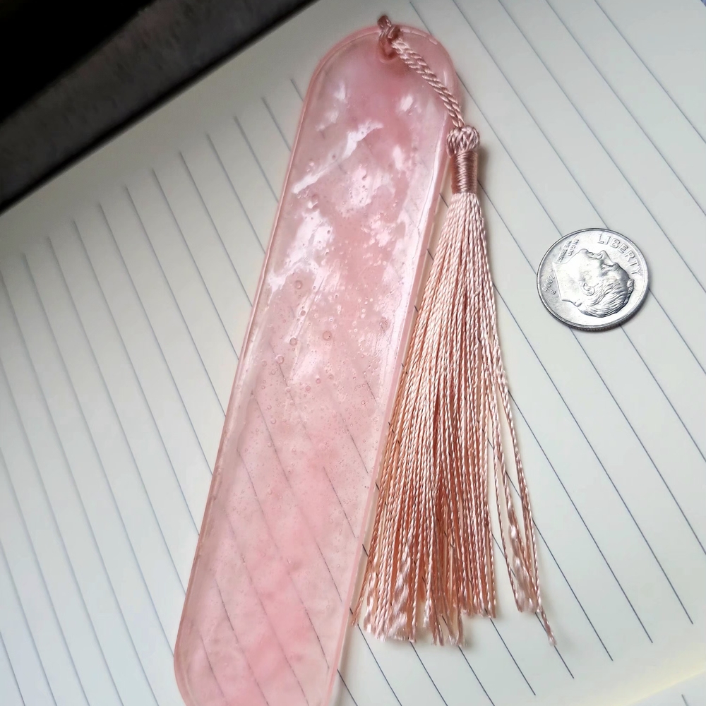 Pink Glow-In-The-Dark Resin Bookmark with Tassel